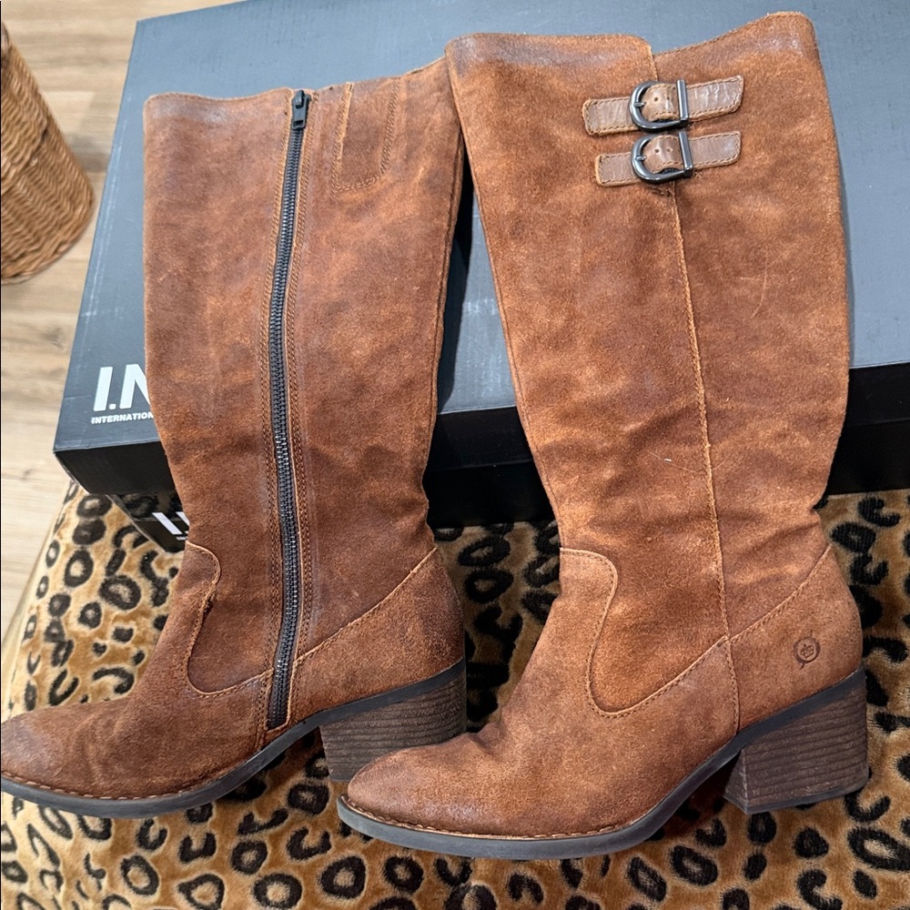 Born Brown Suede Heeled Boots